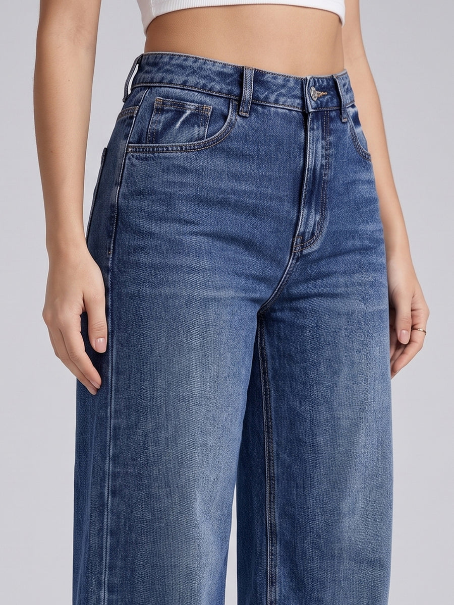 Long Story Tall Flared Wide Legs – Dark Blue