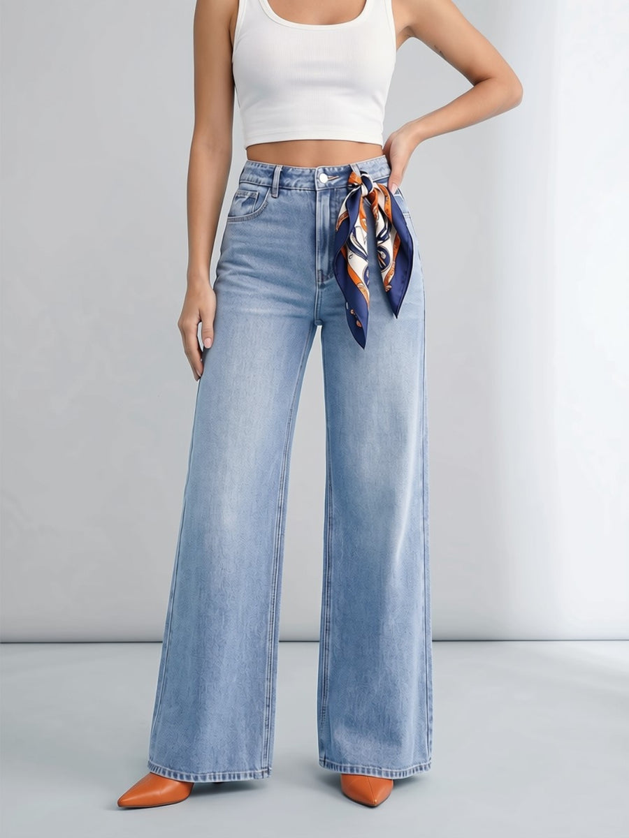 Long Story Tall Flared Wide Legs – Light Blue
