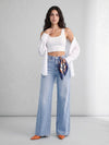 Long Story Tall Flared Wide Legs – Light Blue
