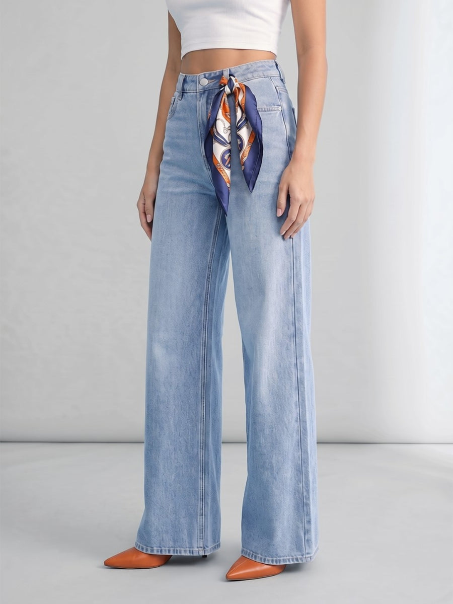 Long Story Tall Flared Wide Legs – Light Blue