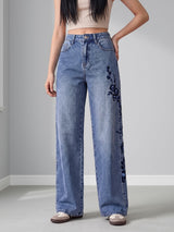 Indigo Ink Vine Straight Jeans