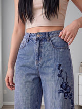 Indigo Ink Vine Straight Jeans