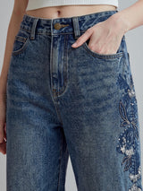 Moonlit Floral Straight Jeans
