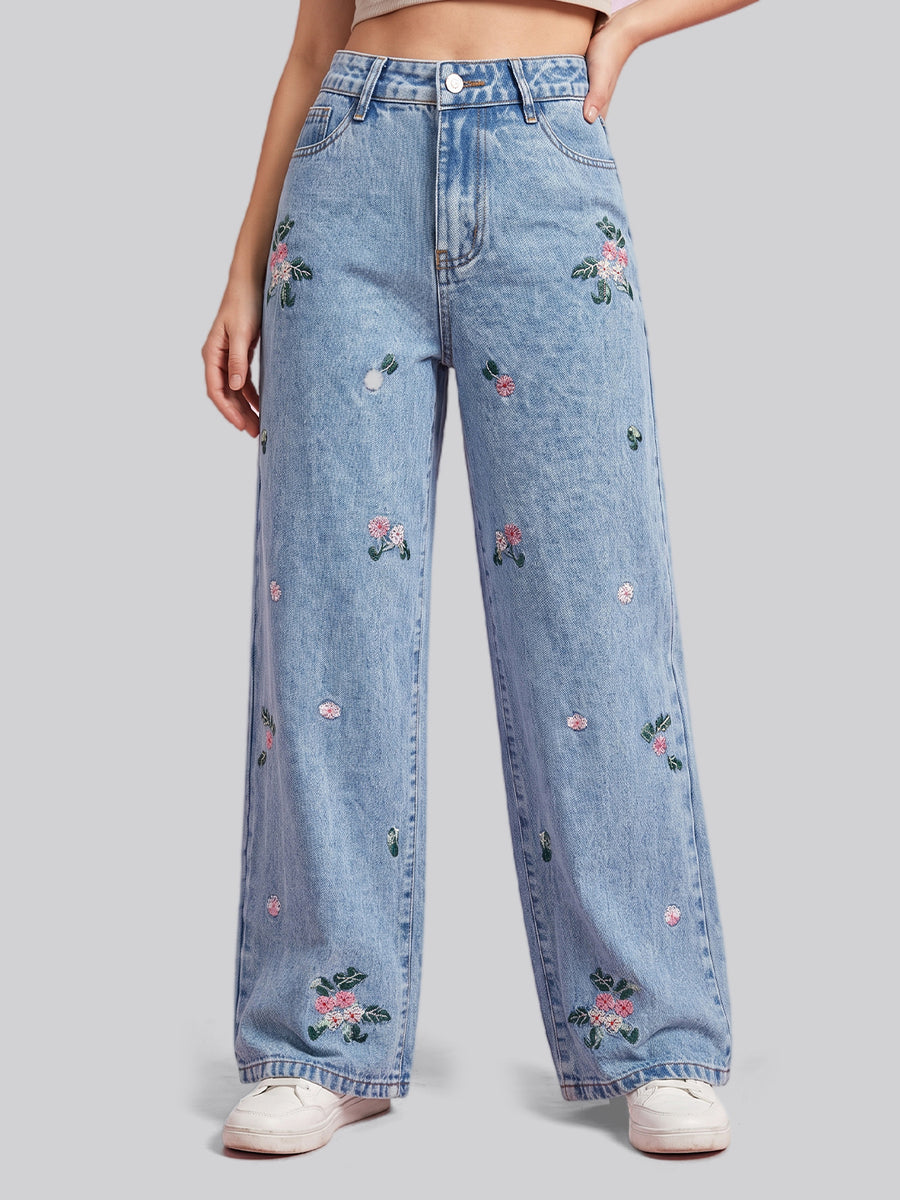 Petite Posy Straight Jeans – Light Blue