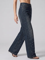 Starry Night Rhinestone Straight Jeans – Brown Blue