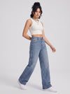 Starry Night Rhinestone Straight Jeans – Blue