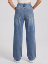 Starry Night Rhinestone Straight Jeans – Blue