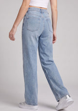 Starry Night Rhinestone Straight Jeans – Light Blue