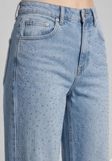 Starry Night Rhinestone Straight Jeans – Light Blue