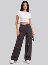 Full Glam Rhinestone Straight Jeans – Black