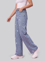 Full Glam Rhinestone Straight Jeans – Light Blue