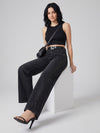 Side Sparkle Rhinestone Wide Legs – Black