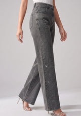 Side Sparkle Rhinestone Wide Legs – Grey
