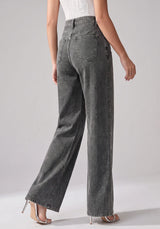 Side Sparkle Rhinestone Wide Legs – Grey