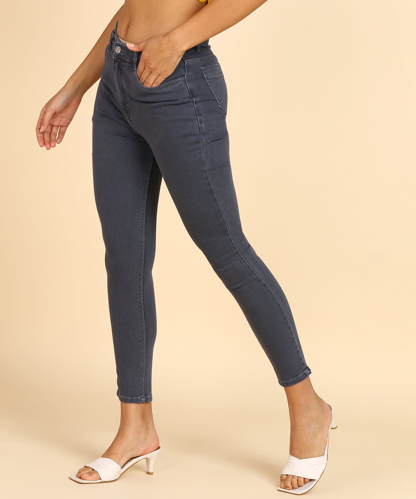 Grey High Rise Slim Fit Skinny Jeans- 5100