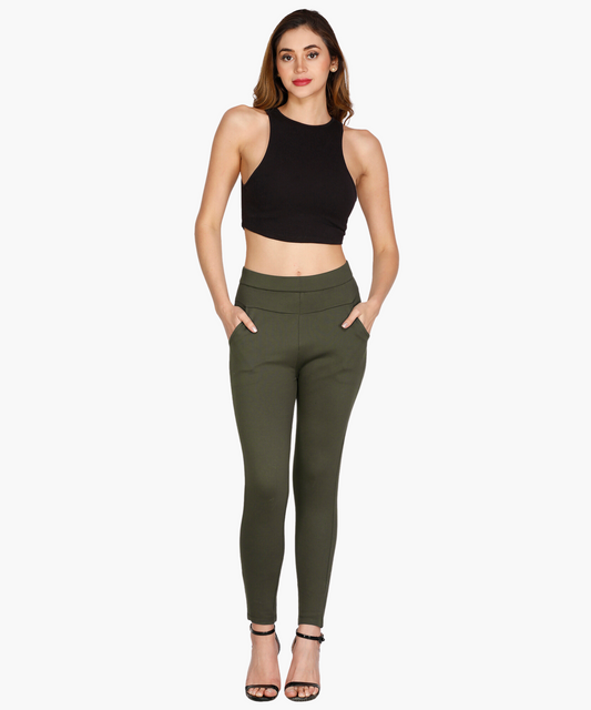 Henna Green High Rise Lift and Shape Skinny Jeggings