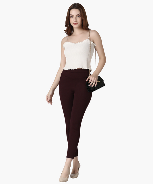 Maroon High Rise Lift and Shape Skinny Jeggings