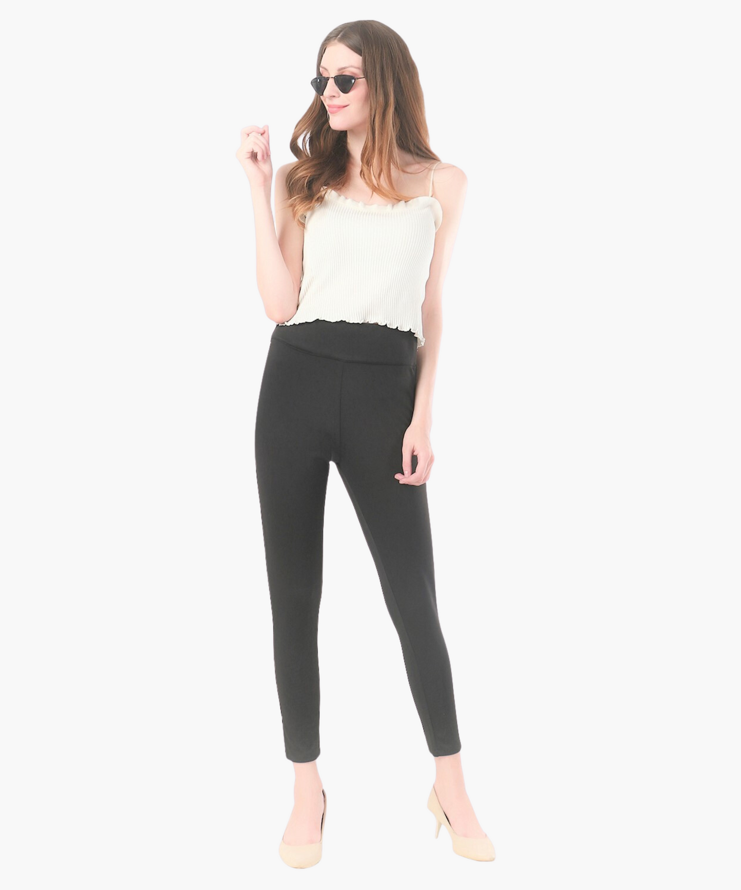 Dark Grey High-Waisted Classic Cigarette Trousers