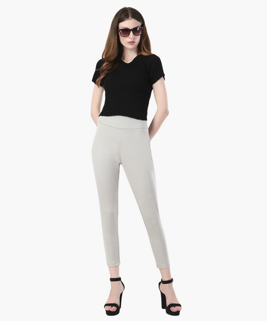 Quill Grey High-Waisted Classic Cigarette Trousers