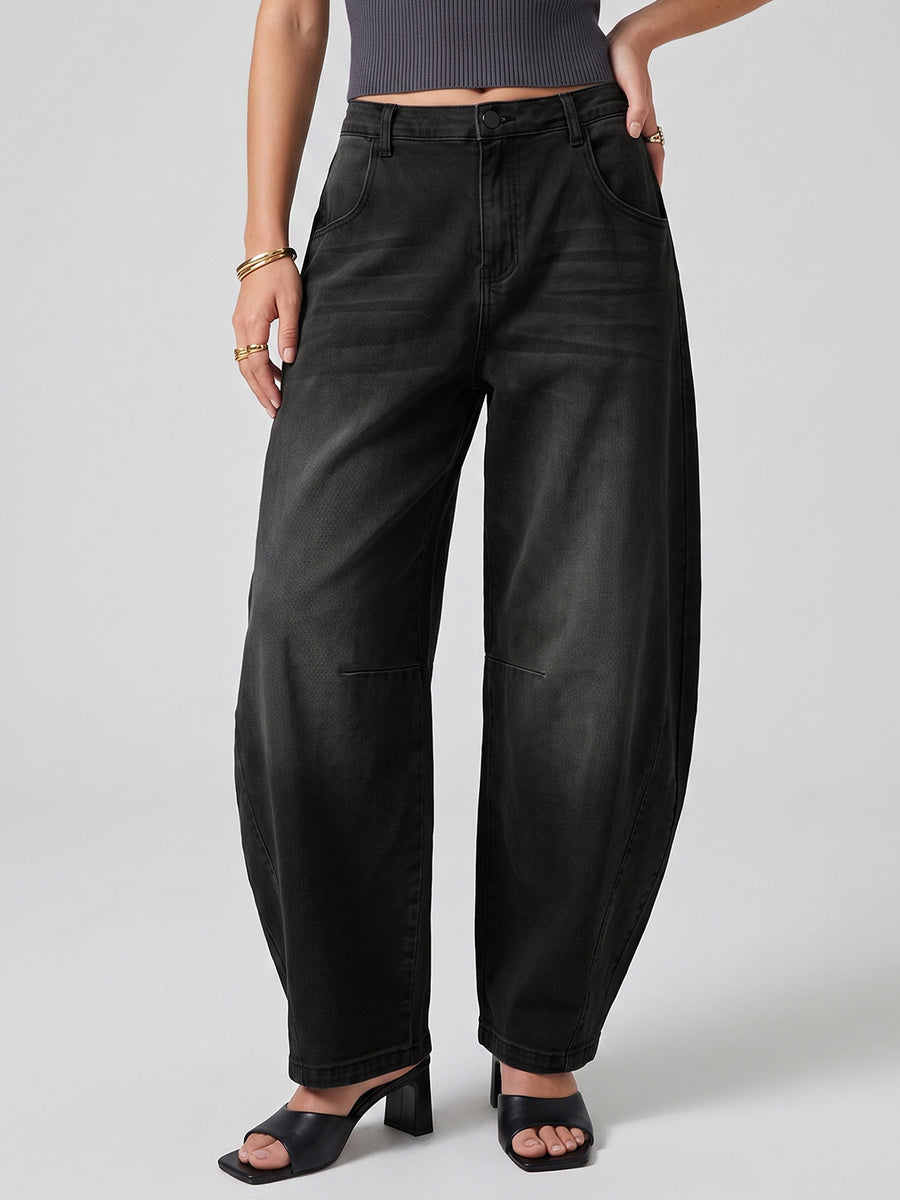 Curve Appeal Barrel Leg Jeans – Black
