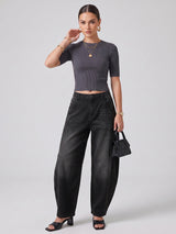 Curve Appeal Barrel Leg Jeans – Black