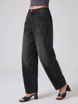 Curve Appeal Barrel Leg Jeans – Black