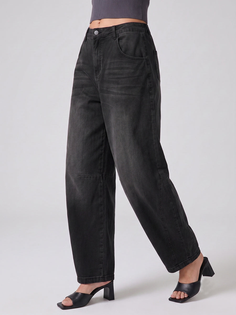 Curve Appeal Barrel Leg Jeans – Black