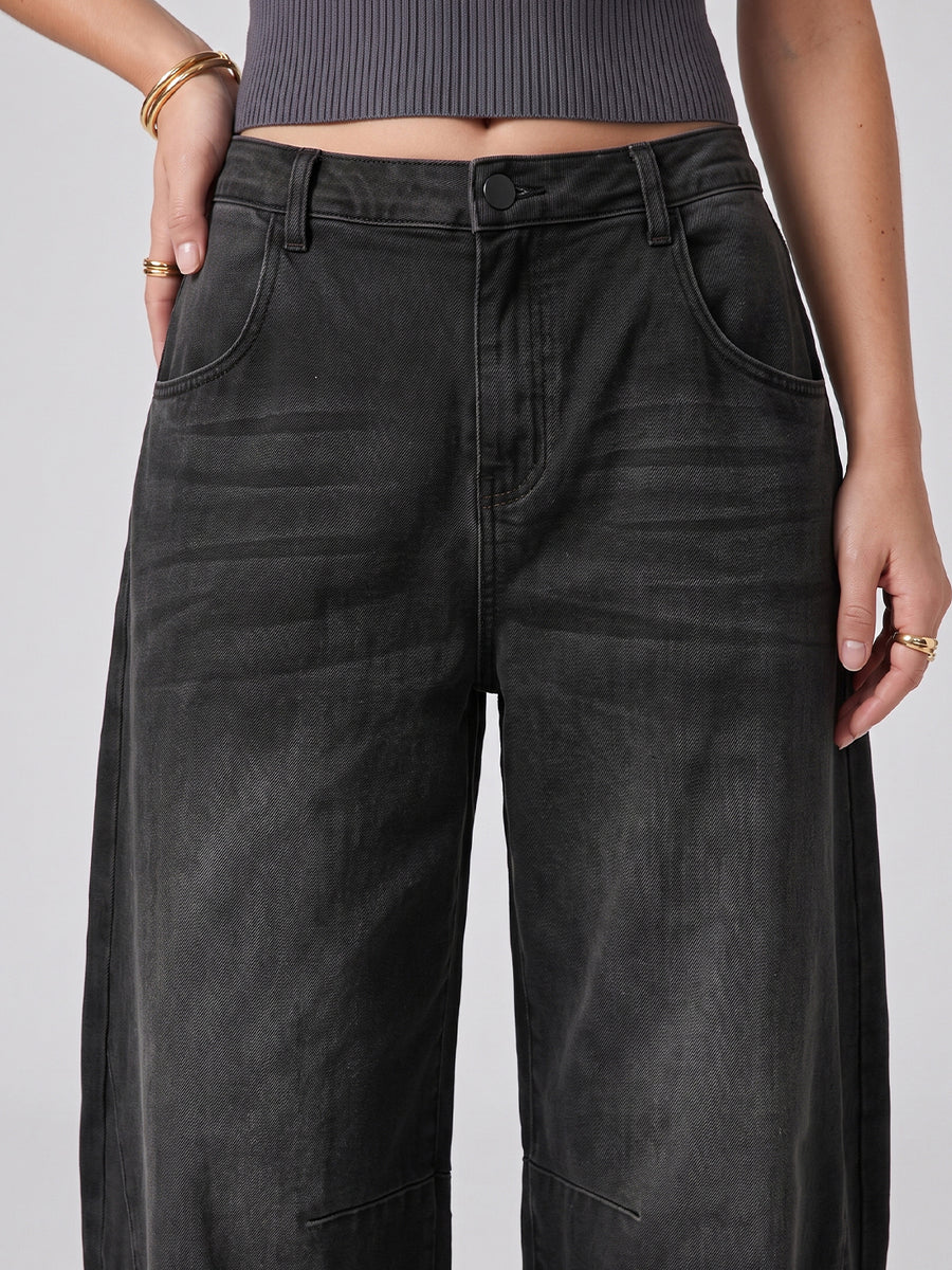 Curve Appeal Barrel Leg Jeans – Black