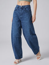 Curve Appeal Barrel Leg Jeans – Blue