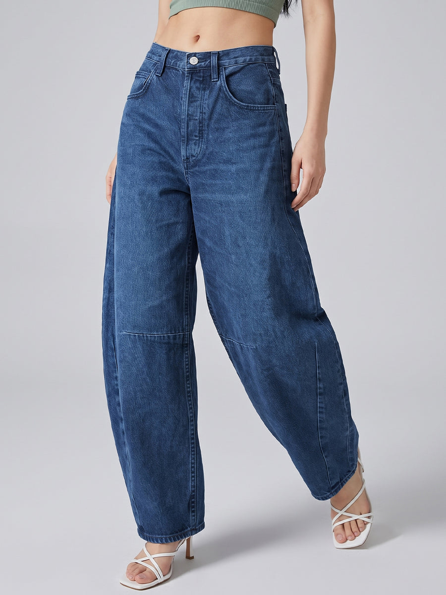 Curve Appeal Barrel Leg Jeans – Blue