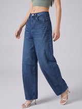 Curve Appeal Barrel Leg Jeans – Blue