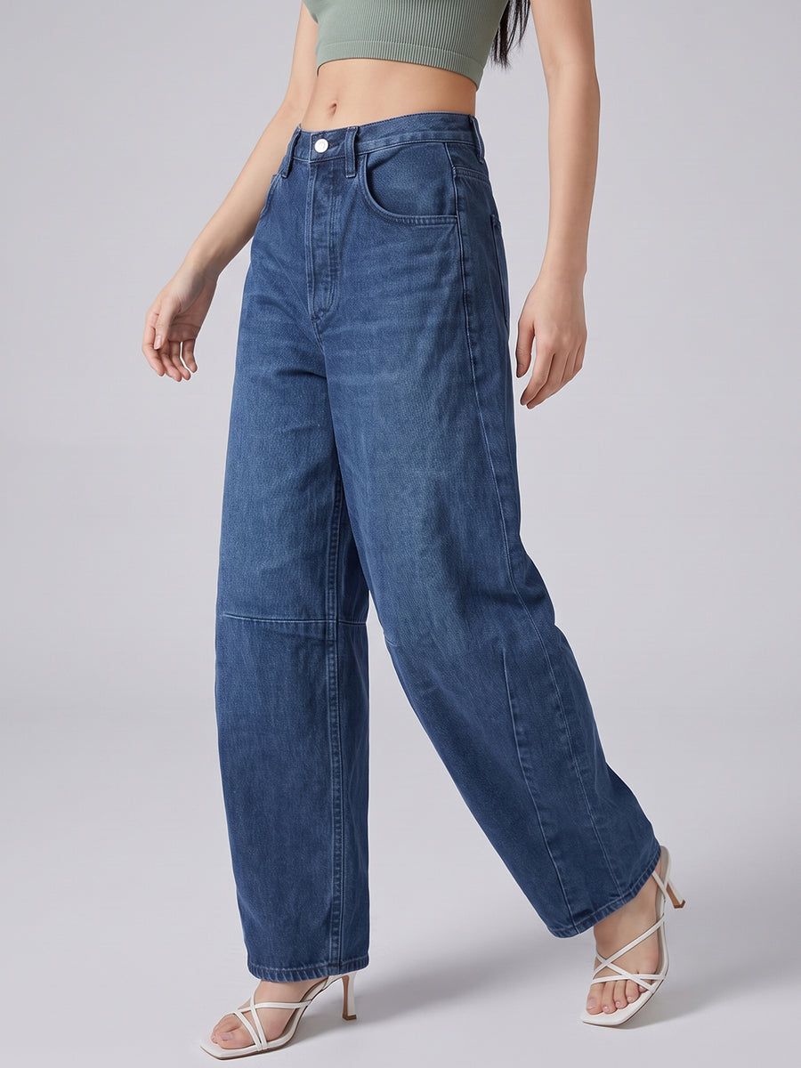 Curve Appeal Barrel Leg Jeans – Blue