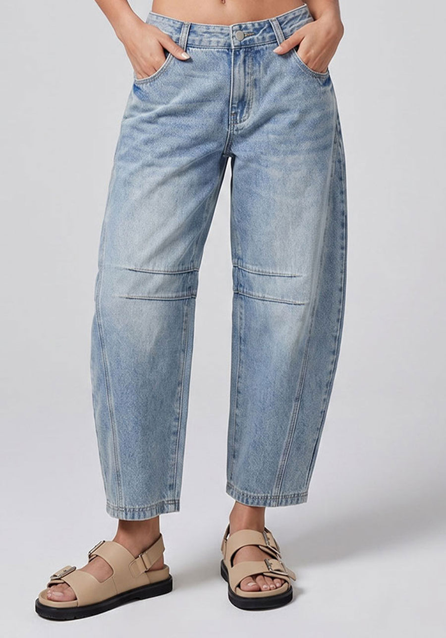 Bend the Rules Barrel Leg Jeans – Light Blue