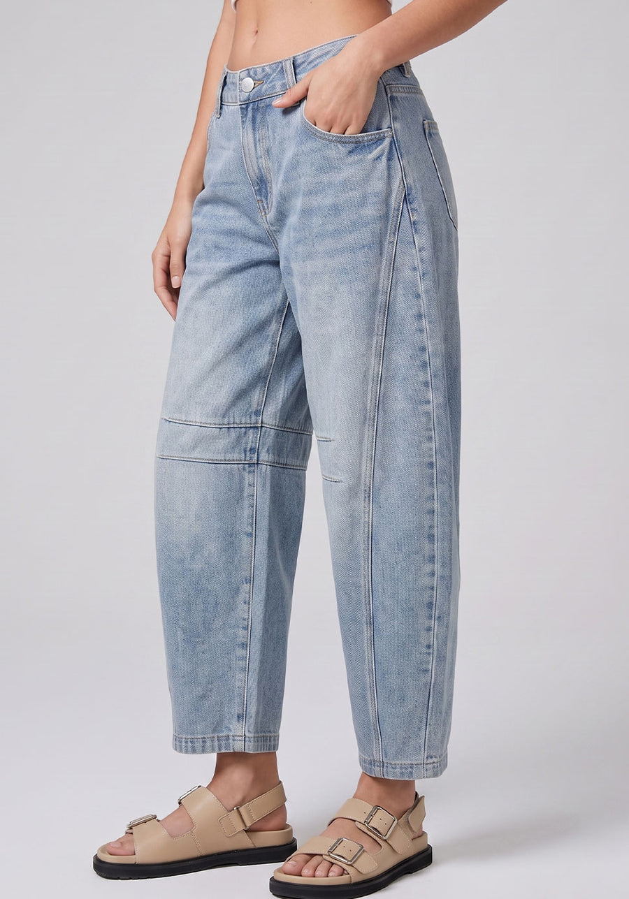 Bend the Rules Barrel Leg Jeans – Light Blue