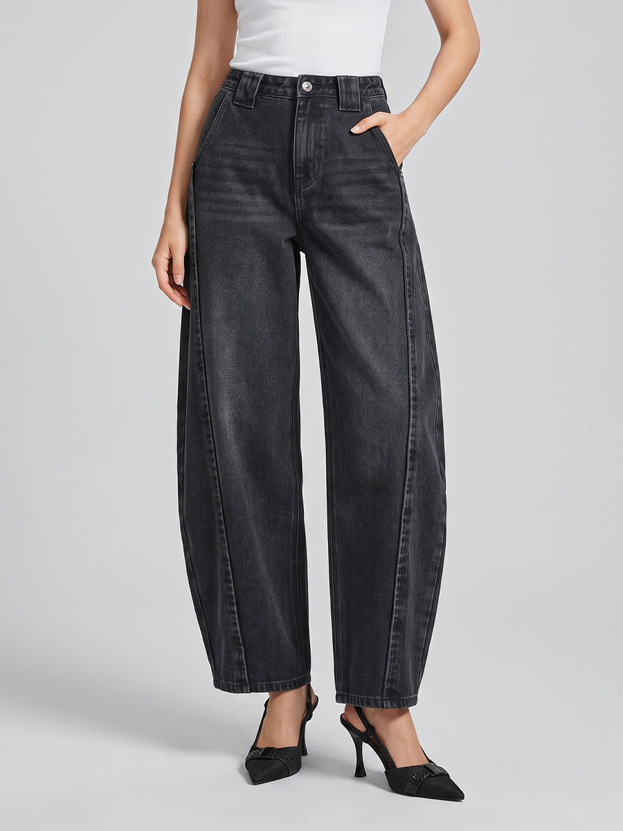 Horseshoe Hype Barrel Leg Jeans – Black