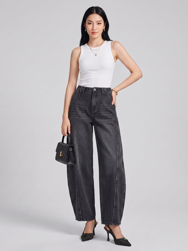 Horseshoe Hype Barrel Leg Jeans – Black