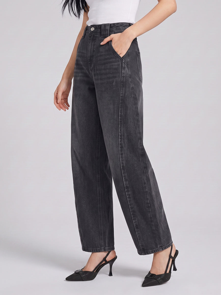 Horseshoe Hype Barrel Leg Jeans – Black