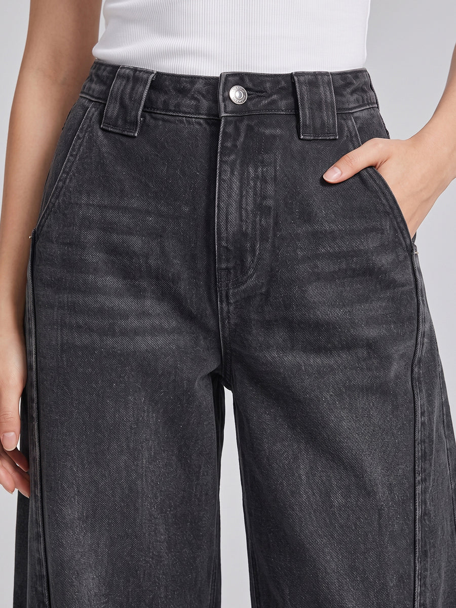 Horseshoe Hype Barrel Leg Jeans – Black