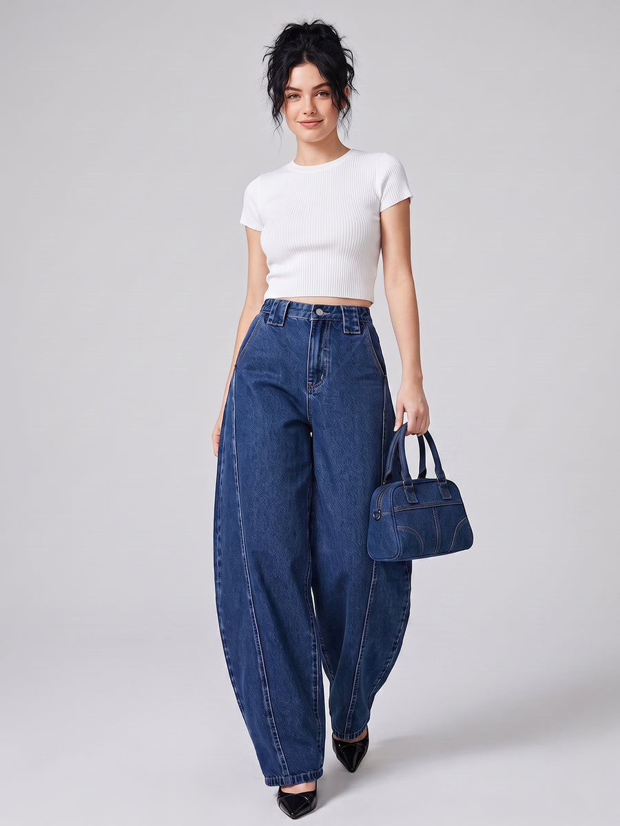 Horseshoe Hype Barrel Leg Jeans – Blue