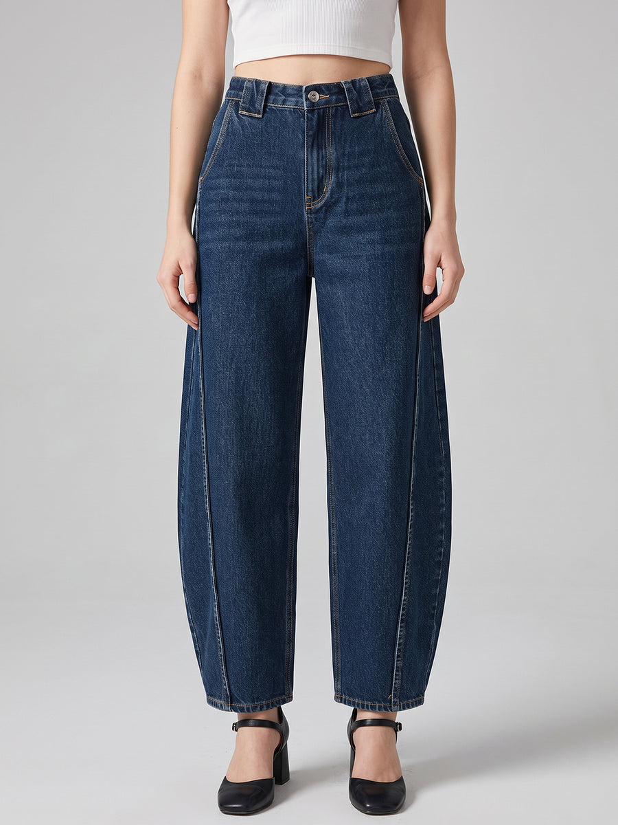 Horseshoe Hype Barrel Leg Jeans – Dark Blue