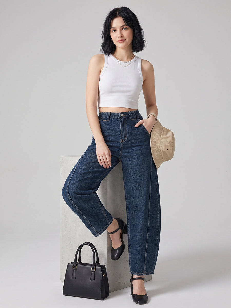 Horseshoe Hype Barrel Leg Jeans – Dark Blue