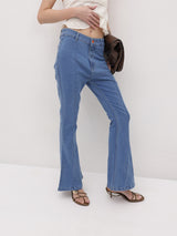 Gen Z Retro Bootcut Jeans – High Rise Bootcut Jeans Side View – Glossia Fashion
