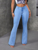 Gen Z Retro Bootcut Jeans – Light Blue Bootcut Jeans Front View – Glossia Fashion