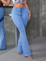 Gen Z Retro Bootcut Jeans – Light Blue Bootcut Jeans Back View – Glossia Fashion