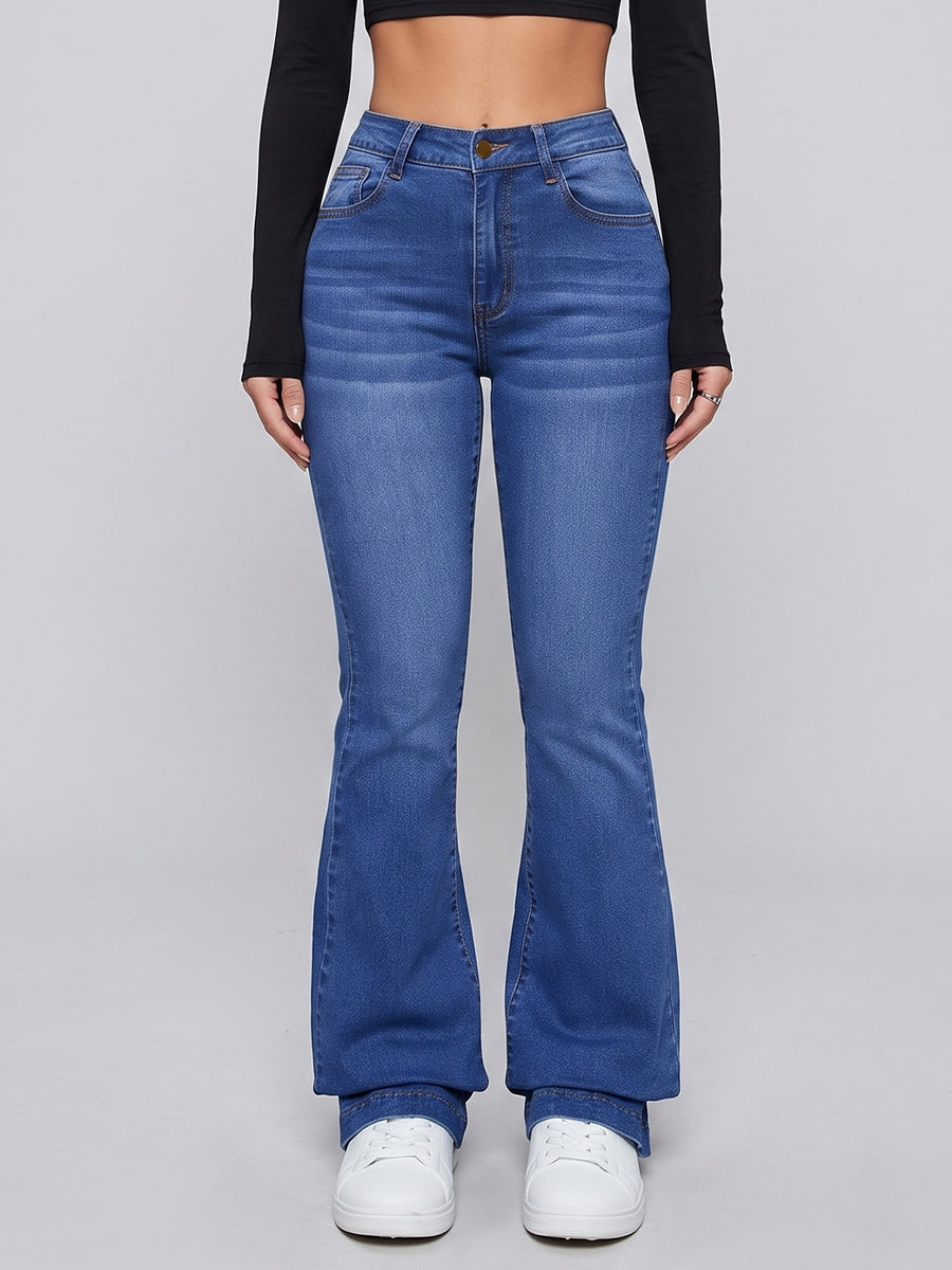 Snatched Waist Bootcut Jeans – Blue