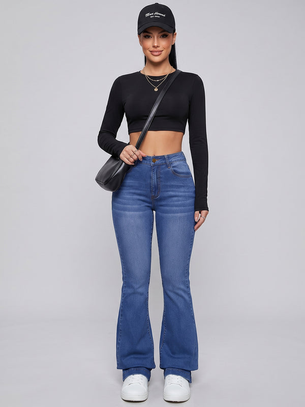 Snatched Waist Bootcut Jeans – Blue