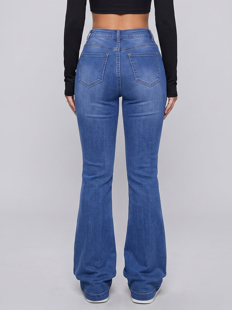 Snatched Waist Bootcut Jeans – Blue
