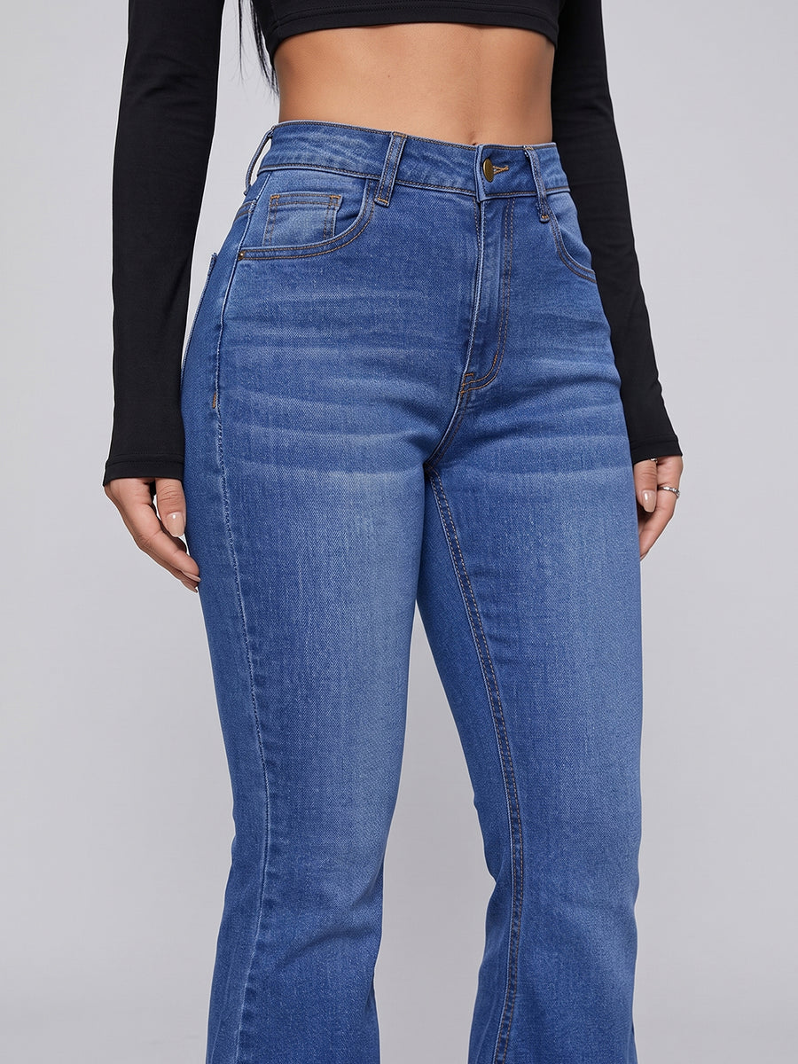 Snatched Waist Bootcut Jeans – Blue