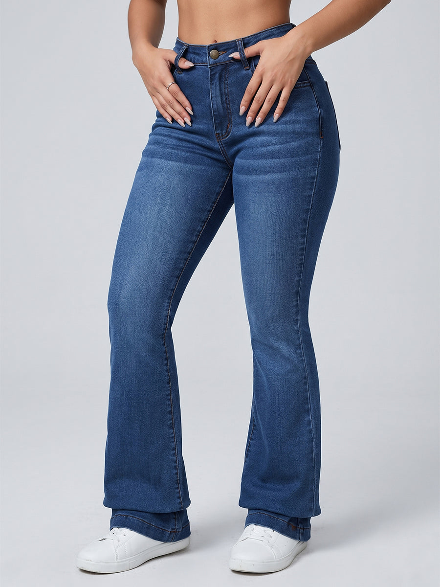 Snatched Waist Bootcut Jeans – Dark Blue
