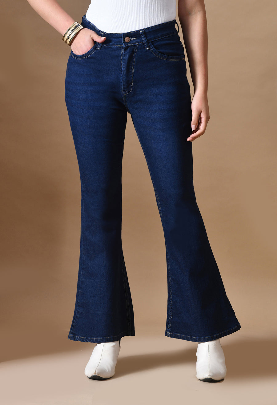 Urban Chic Slim Bootcut Jeans – High Rise Bootcut Jeans Front View – Glossia Fashion